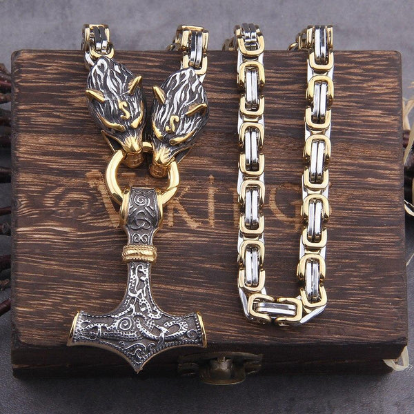 dropshipping Gold and Silver stainless steel thor's hammer mjolnir pendant  necklace viking scandinavian norse viking necklace Men gift | Wish